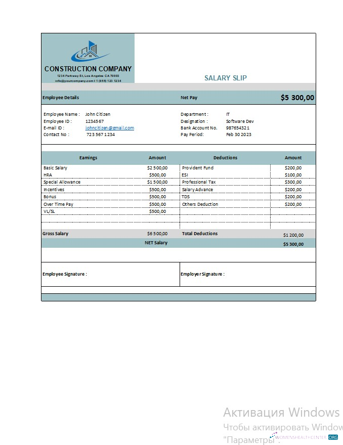 Download Construction company earning statement in Excel and PDF formats Photoshop template